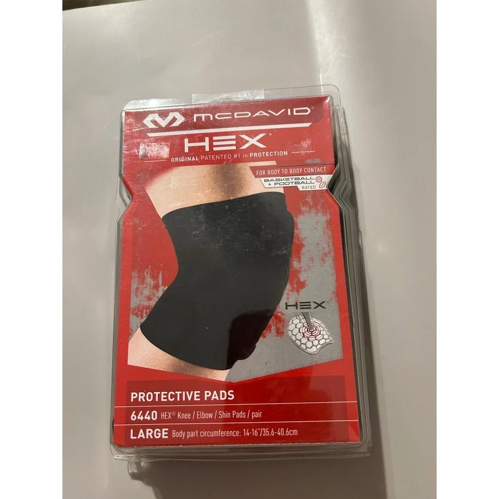 McDavid 6440 HEX Protective Pads Knee Elbow Shin Sleeves Black Large Pair NEW